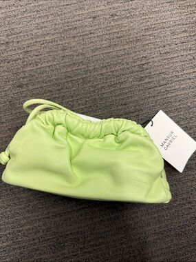 Mansur Gavriel Light Lime Drawstring Leather Clutch